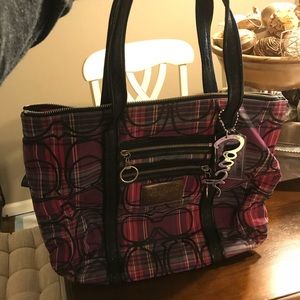 COACH POPPY PLAID SHOULDER BAG/Tote